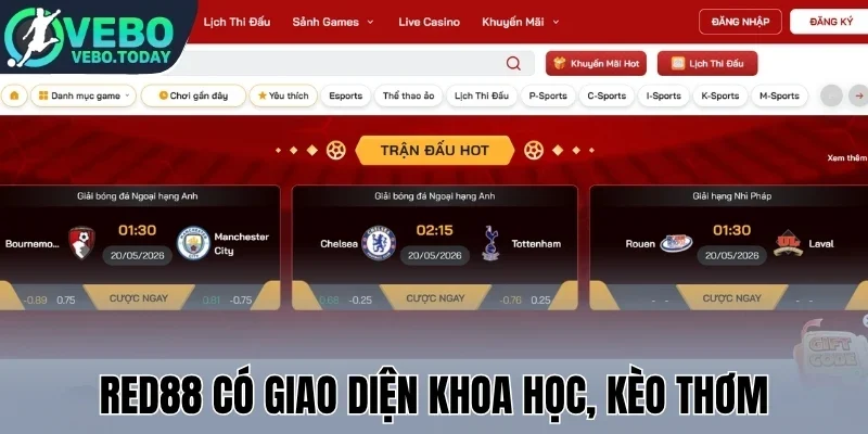 Red88 có giao diện khoa học, kèo thơm
