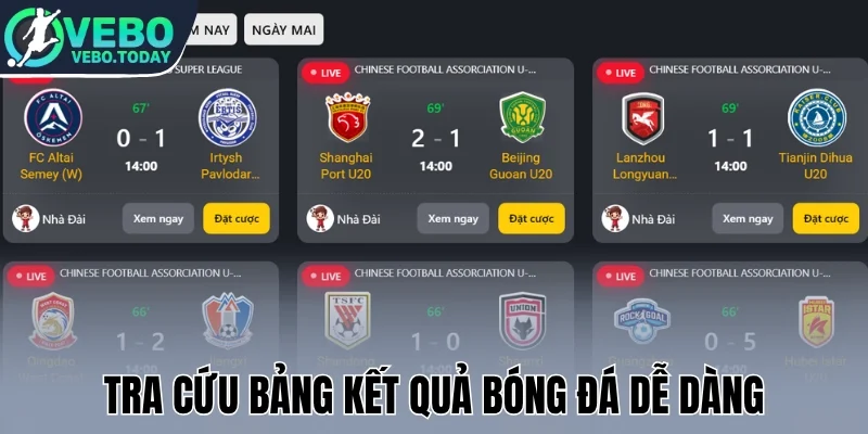 Tra cứu bảng kết quả bóng đá dễ dàng