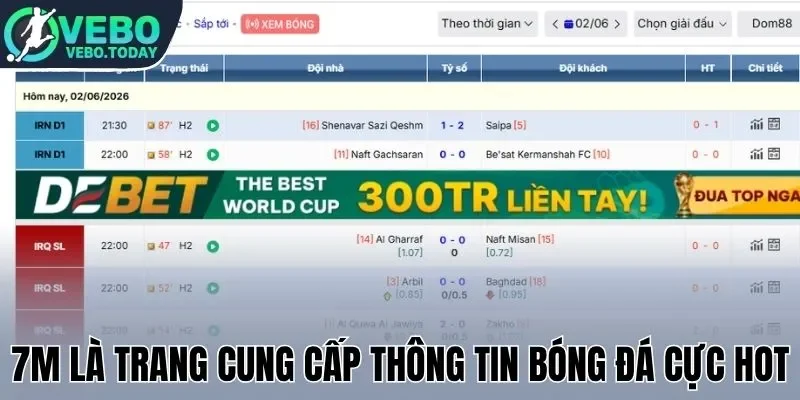 7M là trang cung cấp thông tin bóng đá cực hot