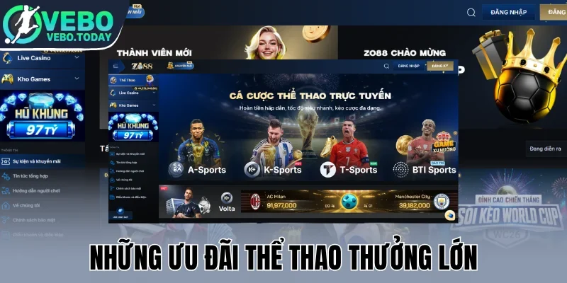 Các ưu đãi thể thao hot với thưởng lớn