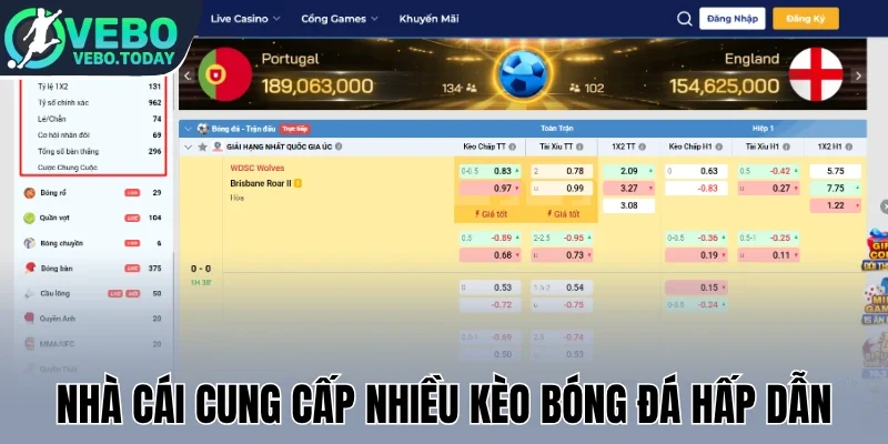 Nhà cái cung cấp nhiều kèo bóng đá hấp dẫn