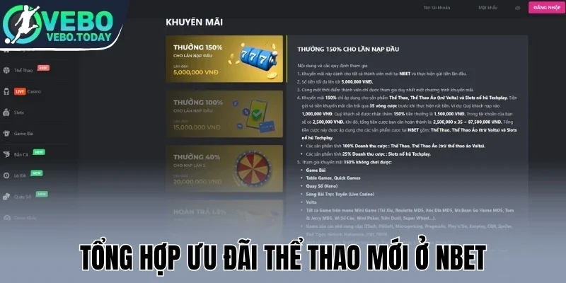 Nbet - Nhà Cái Phát Sóng Bóng Đá, Update Kèo Hot Chất Lượng 2 Tổng hợp ưu đãi thể thao mới ở Nbet