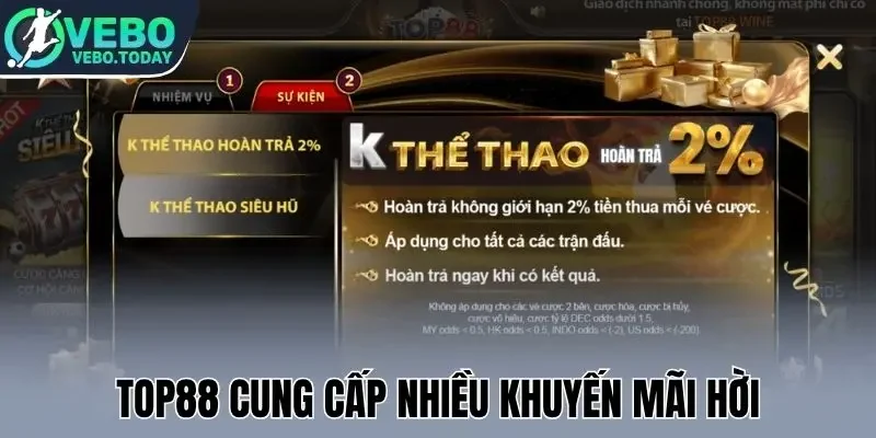 Top88 - Trực Tiếp Bóng Đá Ổn Định, Kèo Cược Phong Phú 2 Top88 cung cấp nhiều khuyến mãi hời